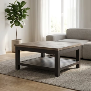 Table basse en bois moderne Azora Lim, durable et écologique, finition mate rustique, contemporaine pour appartement, salon, bureau, villa - Product Image 1