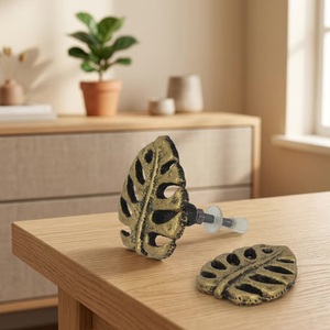 Ba Tropical Monstera Leaf Zinc Alloy <b>Drawer</b> <b>Knob</b> Furniture Handle for Home Office Decor - Product Image 5