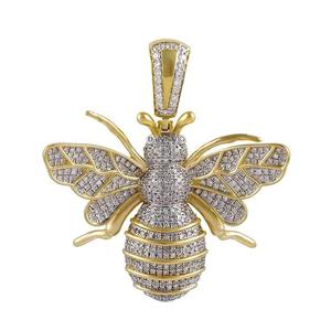 Pendentif Abeille Charme Insecte en Argent 925 Plaqué Rhodium Micro-Incrusté Style Hip Hop Luxe Bijou Unisexe pour Fête et Quotidien - Product Image 2