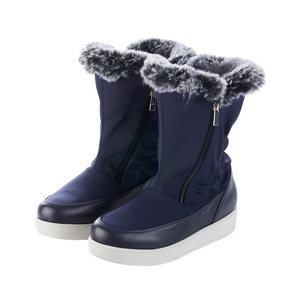 HOT SELL-Bottes de neige fonctionnelles à col en fourrure de mouton en cuir de mouton, imperméables, antidérapantes, à infrarouge lointain, bleues et mi-mollet pour femmes - Product Image 1