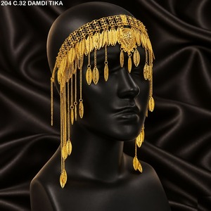 Saudi Style Arabic Bridal Head Jewellery <b>Gold</b> Plated Forehead Head Chain for Women Arab Jewelry <b>Headband</b> Arabic Head Jewellery - Product Image 1