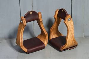Estribos de Montar a Caballo de Madera Hechos a Mano de Lujo, Estribos de Seguridad Occidentales Cubiertos de Cuero, Venta al por Mayor de Fábrica OEM ODM - Product Image 4