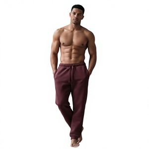 PRO ENTERPRISES Pantalon de survêtement en coton bordeaux pour homme, taille élastique, décontracté, avec poches latérales, léger, tricoté, antistatique, résistant aux acides - Product Image 5