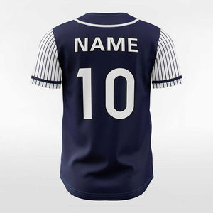 Maillot de baseball bleu marine à manches courtes, col en V, pull unisexe respirant, uniforme de softball, lettres sur le devant, numéro sur le dos, personnalisable pour équipe - Product Image 3