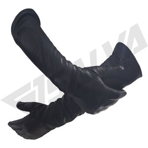 Guantes largos de piel de oveja negra de lujo al por mayor para mujer, ideales para fiestas y bodas. - Product Image 2