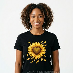Custom Sunflower Print Women T-<b>Shirt</b> Wholesale Organic Cotton Floral Tee <b>Shirt</b> OEM Manufacturer Ladies <b>Boho</b> Tops Summer Apparel - Product Image 1