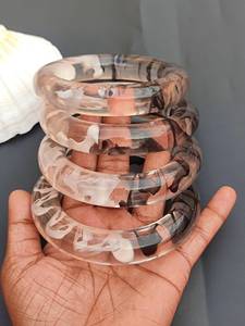 Handmade Epoxy Resin Bangles Set Round Shape Circular Pattern Glossy Finish Casting Technique Home Decoration <b>Craft</b> - Product Image 4