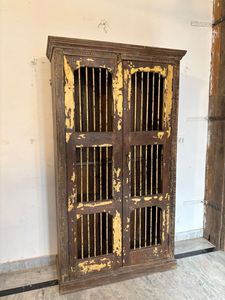 Armoire de cuisine en bois massif bleu, taille moyenne, style moderne, antique, de luxe, classique, vintage, élégante, Paradise Handicrafts Storage - Product Image 2