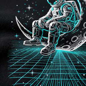 Sudadera de algodón grueso con cuello redondo para hombre, diseño gráfico vintage de astronauta, color negro, manga larga, estilo urbano, informal. - Product Image 5