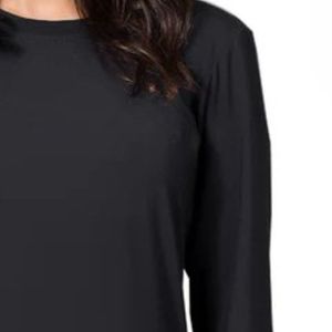 Camiseta de manga larga negra para mujer, top casual ajustado, camiseta básica para el día a día, ropa de moda sencilla para mujer - Product Image 3