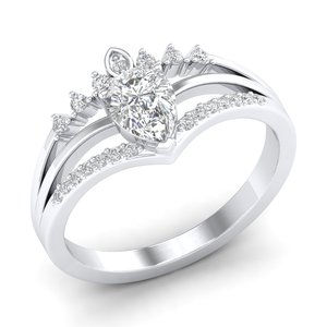 Bague solitaire REYES en moissanite taille poire certifiée GRA 0,9 carat, or blanc massif 14 carats, pour femme, idéale pour les mariages et les promesses - Product Image 2