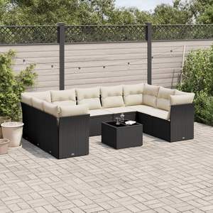 Conjunto de Sofás de Jardín Color Crema Negro - Product Image 1