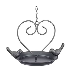 Comedero para pájaros colgante de metal rústico antiguo con techo cónico y diseño de pájaro posado para uso en jardín al aire libre, hecho a mano. - Product Image 2
