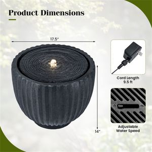 Fontana d'Acqua con Sfera di Pietra Grigia da 17,5 Pollici con 6 Luci LED per Interni ed Esterni - Product Image 4