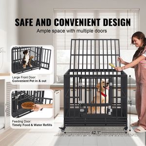Cuccia per Cani Robusta da 42 Pollici, Indistruttibile, con 3 Porte, per Cani di Taglia Media e Grande, con Ruote Bloccabili e Trasportino XXL/XL - Product Image 2