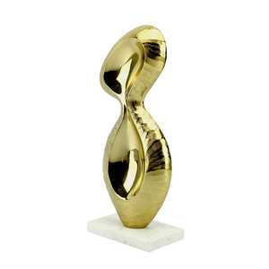 Sculpture d'oiseau abstrait en aluminium doré, 26 cm de hauteur x 23 cm de largeur x 18 cm de longueur, faite à la main, écologique, durable, art moderne contemporain, figurine - Product Image 6