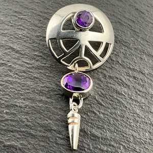 Vintage <b>Amethyst</b> Dangle Sterling Silver Pendant Necklace Handmade Purple Gemstone Jewelry Elegant Gift Women - Product Image 1