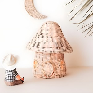 Jouets mignons en forme de maison champignon, miniatures, en rotin, pour enfants, accessoires de jeu d'imitation - Product Image 2