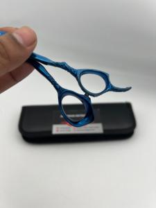 Ciseaux de coiffure professionnels en acier inoxydable japonais J2, couleur plasma bleue, avec poignée dragon et étui en cuir PU - Product Image 5