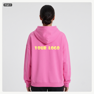 Custom Letter Print Unisex Oversized <b>Hoodie</b> with Heavyweight Cotton Fleece for Women's <b>Pink</b> Sweatshirt - Product Image 2