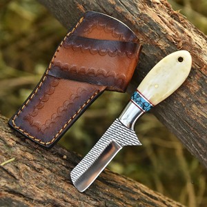 Nordic Forge Rasp Steel Cowboy Bull Cutter <b>Knife</b> With <b>Bone</b> & Turquoise <b>Handle</b> - Horizontal Carry Leather Sheath EDC <b>Knife</b> OEM - Product Image 4