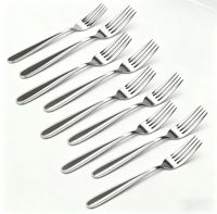 Fourchette à dîner en acier inoxydable écologique, finition miroir, plaquée argent, pour dessert, compatible lave-vaisselle