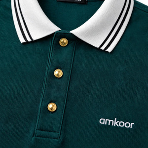 Polo de Manga Corta para Hombre, Color Personalizado, Tela Oxford de Color Sólido, Cuello en Contraste, Transpirable, Corte Regular, Ropa Casual - Product Image 5