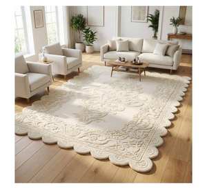 Alfombra Tradicional Blanca Premium para Sala de Estar y Decoración de Hoteles, Pelo Alto, Precio al por Mayor, Aspecto Elegante - Product Image 2