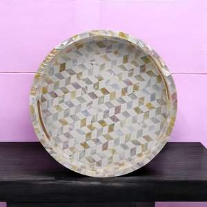 Luxury Inspired Mother Of Pearl Trays Designed For Elegant Living Dining And <b>Vanity</b> Decor Use - Product Image 1