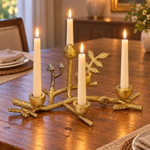 Durable Rustic Aluminum <b>Candle</b> Holder Decorative Table Top Stand for Home Hotel Living Room Wedding Event and Festive Decor Uses - Product Image 1