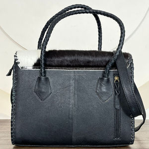 Sac fourre-tout en cuir véritable de vachette à poils, vente en gros usine 2026, sac à bandoulière décontracté pour femme en cuir repoussé avec concho turquoise - Product Image 6