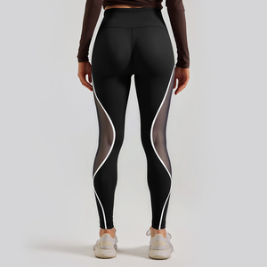 Leggings de Yoga de Cintura Alta para Mujer, Elásticos, con Bloques de Color, Malla Transpirable, Secado Rápido, Ligeros, de Longitud Completa - Product Image 6