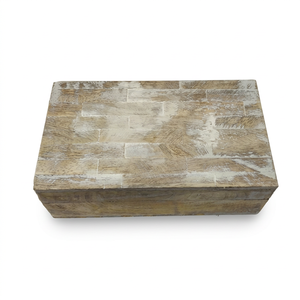 Boîte de rangement rectangulaire en bois, motif brique blanchie, faite à la main, personnalisée OEM ODM, boîte décorative DECORYUG - Product Image 1