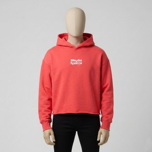 Sweat-shirt à capuche court rose corail pour homme, en molleton épais et doux, coupe oversize, style streetwear décontracté, tendance - Product Image 1