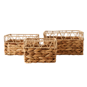 Custom <b>Large</b> Handwoven Water Hyacinth, Storage Boxes Decorative Eco-Friendly Woven Basket for Living Room Decor From Vietnam - Product Image 1