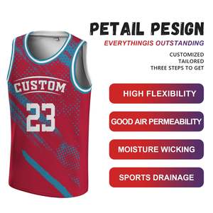 Camisetas de Baloncesto para Adultos al por Mayor de Sports World, Estampadas con Sublimación Completa, sin Mangas, Transpirables, de Secado Rápido, Color Rojo - Product Image 6