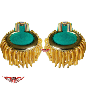 Epaulettes Metálicos Verde Claro Altamente Personalizables con Flecos Dorados, Diseño de Lujo Plateado, Accesorios Duraderos para Prendas - Product Image 1