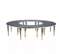 Table de luxe en acier inoxydable lune demi-ronde hôtel événement Serpentine table de mariage table en forme de s doré