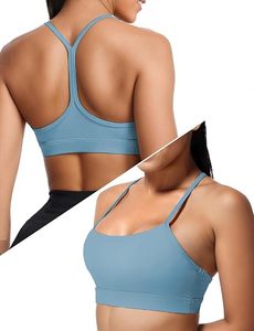 Soutien-gorge de sport bleu clair pour femme, maintien élevé, dos nu, pour yoga, course et entraînement, design à bretelles, ajustement sans couture - Product Image 1