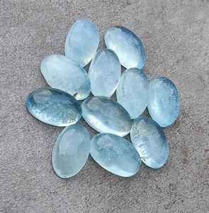 Pierre précieuse naturelle Aqua Milky, forme ovale grande, cabochon calibré, pierre précieuse en vrac pour bijoux - Product Image 3