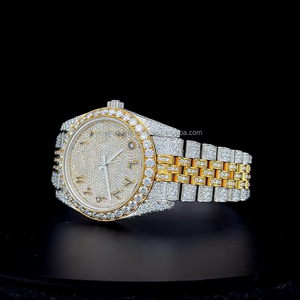 <b>Arabic</b> Dial Gold two tone luxury moissanite <b>watch</b> with Box Diamond Tester Certified VVS moissanite <b>Watch</b> with auto date feature - Product Image 2