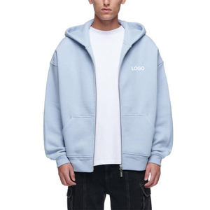 Custom Men's Heavyweight Cotton Fleece <b>Zip</b> Up Hoodie Premium Streetwear Private Label OEM ODM Manufacturer - Product Image 2