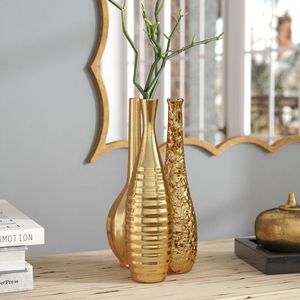 Decorative Steel Floral Vase Elegant Home Accent Crafted For Dining Room Coffee <b>Table</b> Centerpiece Floral Display Collection - Product Image 4