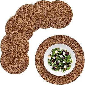 Tapis ronds en jacinthe d'eau faits à la main Dai Ngan Dzung, design bohème, 10 mm, écologiques, décoration naturelle pour la maison et la cuisine - Product Image 1