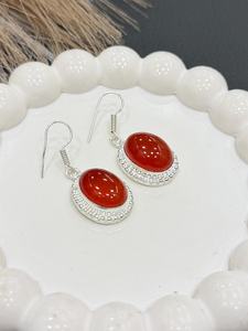 925 sterling silver Plated Elegant Red Carnelian Oval Drop <b>Earrings</b> for Women Dangle <b>Hook</b> Handmade Wholesale Fashion Jewelry - Product Image 6