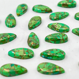 Turquoise vert cuivré, cabochon long en forme de poire, pierre précieuse non montée pour la création de bijoux - Product Image 1