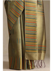 Sari de Tussar Tejido con Diseño de Olivas para Mujer KV con Blusa sin Coser - Product Image 4