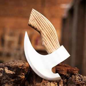 Cuchillo para Pizza Vikingo de Acero al Carbono de Grado Industrial Hecho a Mano con Funda de Cuero Fino Forjado a Mano - Product Image 4