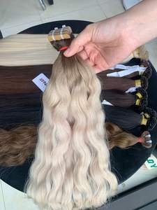 Extensiones de cabello Ins con cinta normal de precio de fábrica vietnamita, cabello virgen crudo, todos los tonos, cabello de bebé liso ondulado teñido, 100g individual - Product Image 3
