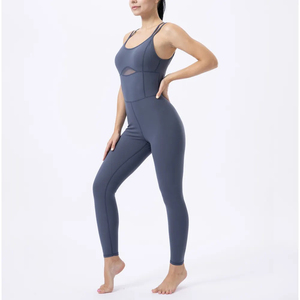 Combinaison de yoga sans manches pour femme, imprimée sur mesure, respirante, vêtement de fitness décontracté, taille basse, combinaison longue en tissu - Product Image 2